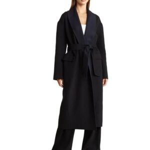 RAG & BONE Anika Splitable Coat Black Wool Belted